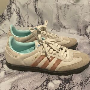Adidas Samba Shoes in Cream and Brown